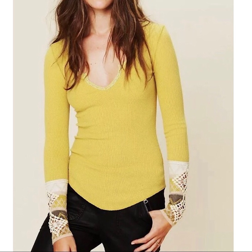 Free People Kombucha cuff chartreuse thermal